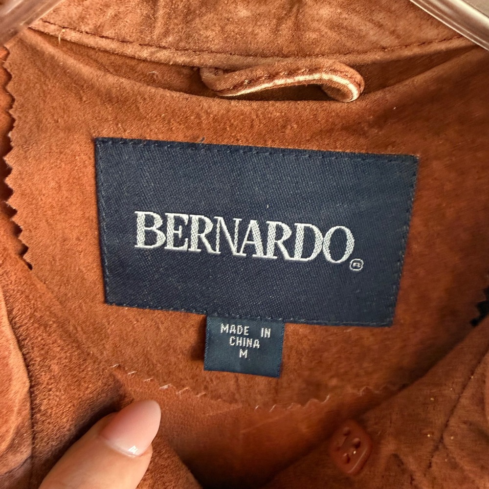 Vintage Suede Leather Jacket 90s Western Boho Rust Cognac Bernardo Womens M - Picture 4 of 11
